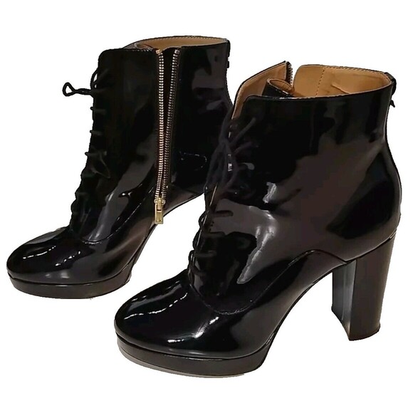 Calvin Klein Women's Black Patent Leather Platform Ankle Boots - Size 11 - Picture 3 of 10